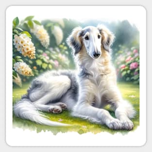 Watercolor Borzoi Puppies - Cute Puppy Sticker